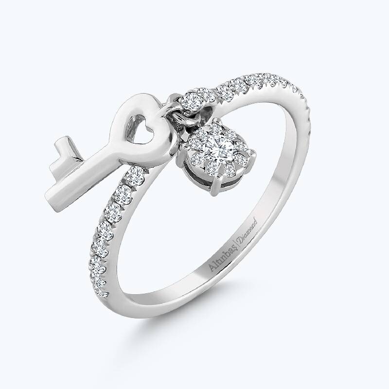 Heart Key Diamond Ring