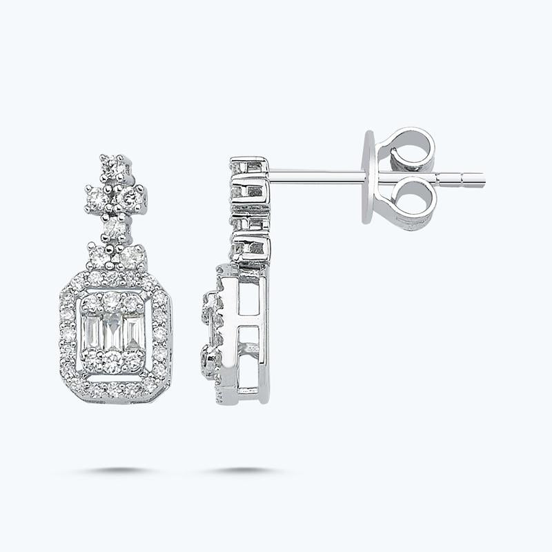 Boucles d'Oreilles Diamant Baguette