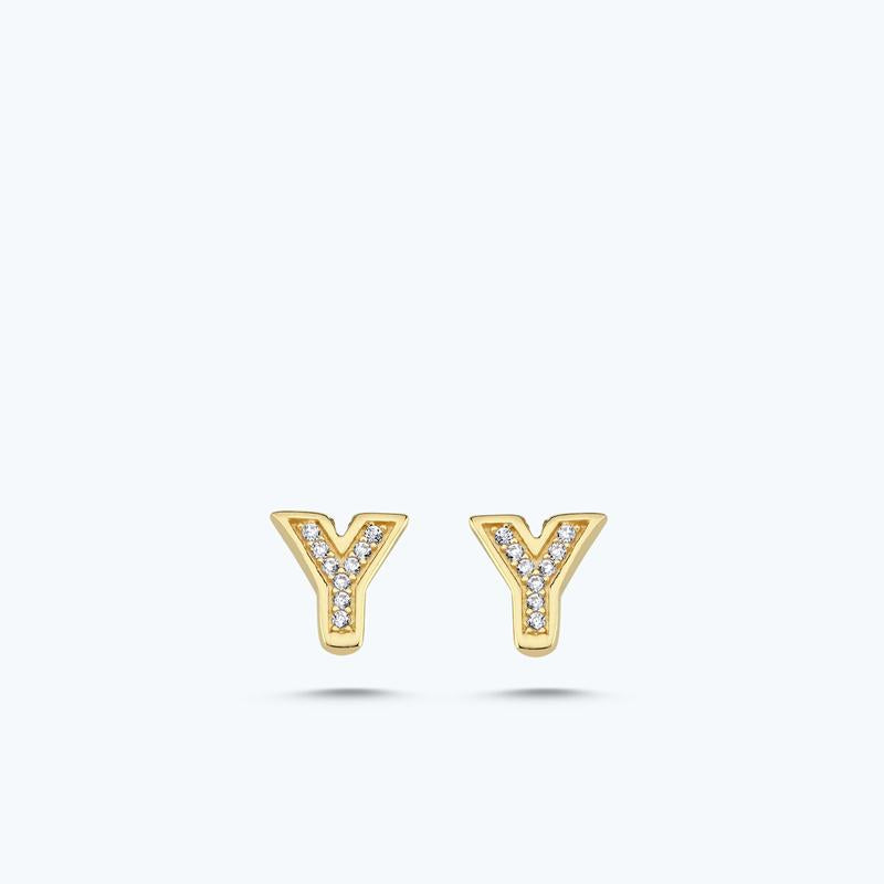 Gold Earring Letter Y