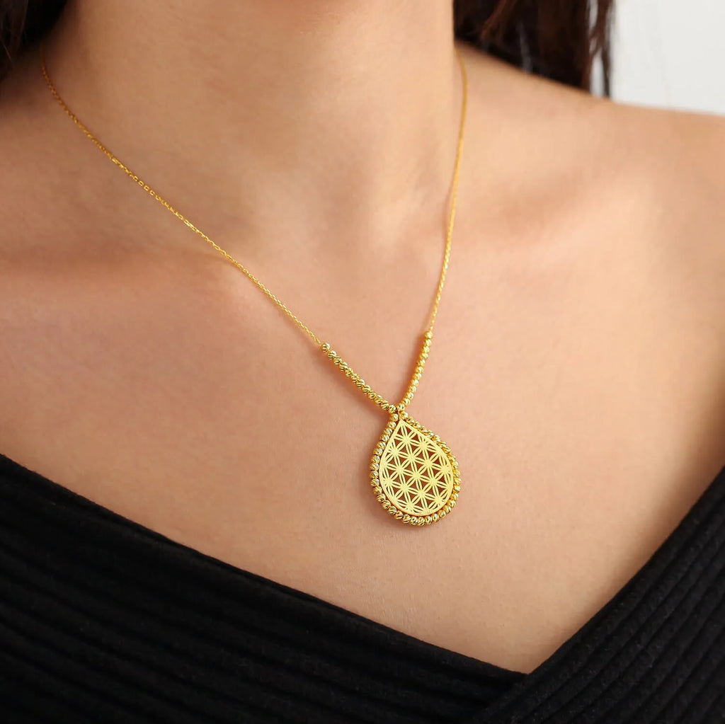 22K Flower of Lİfe Gold Necklace