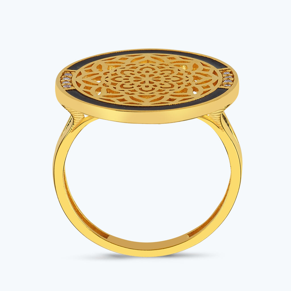 22K Mandala Gold Ring