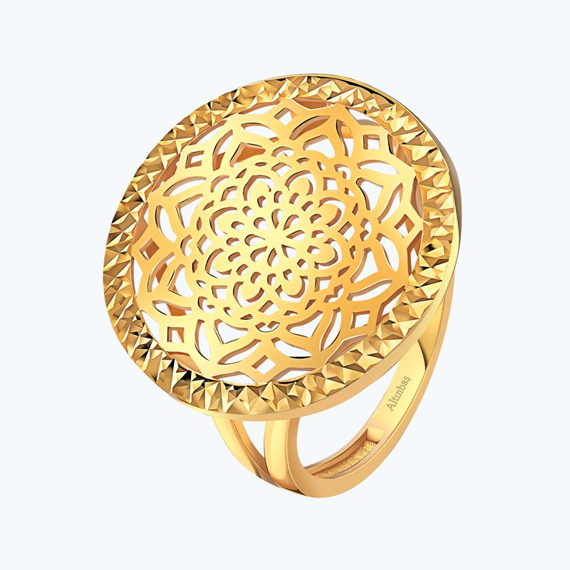 22K Mandala Gold Ring