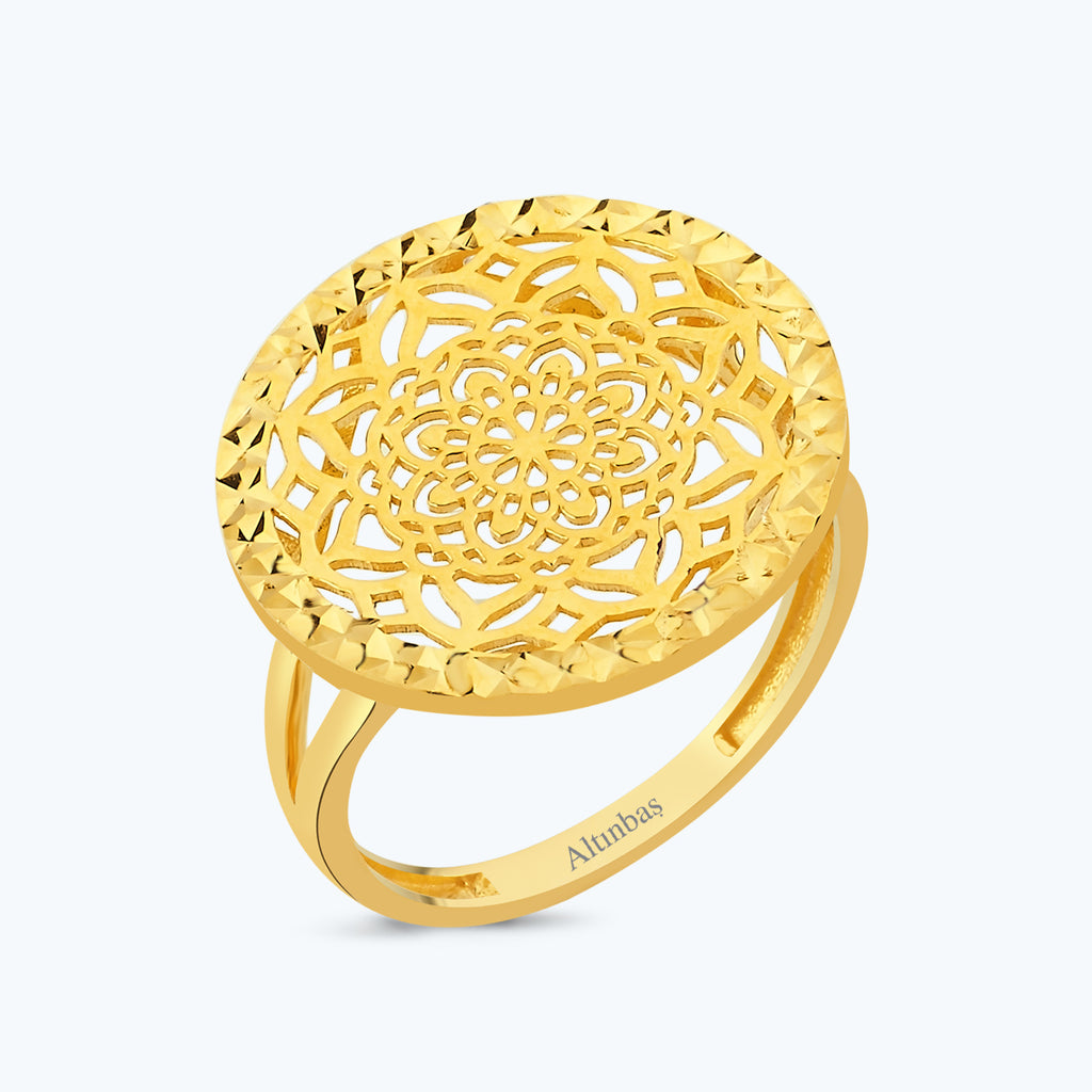 22K Mandala Gold Ring