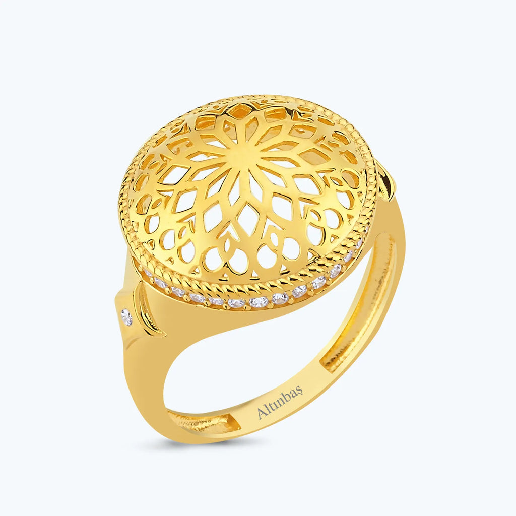 22K Mandala Gold Ring