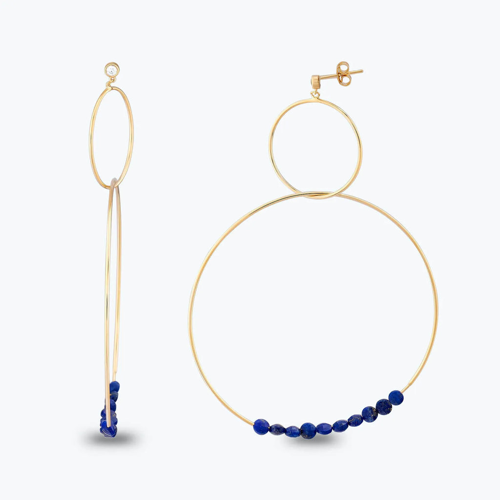 Marin Lapis Stone Hoop Gold Earrings