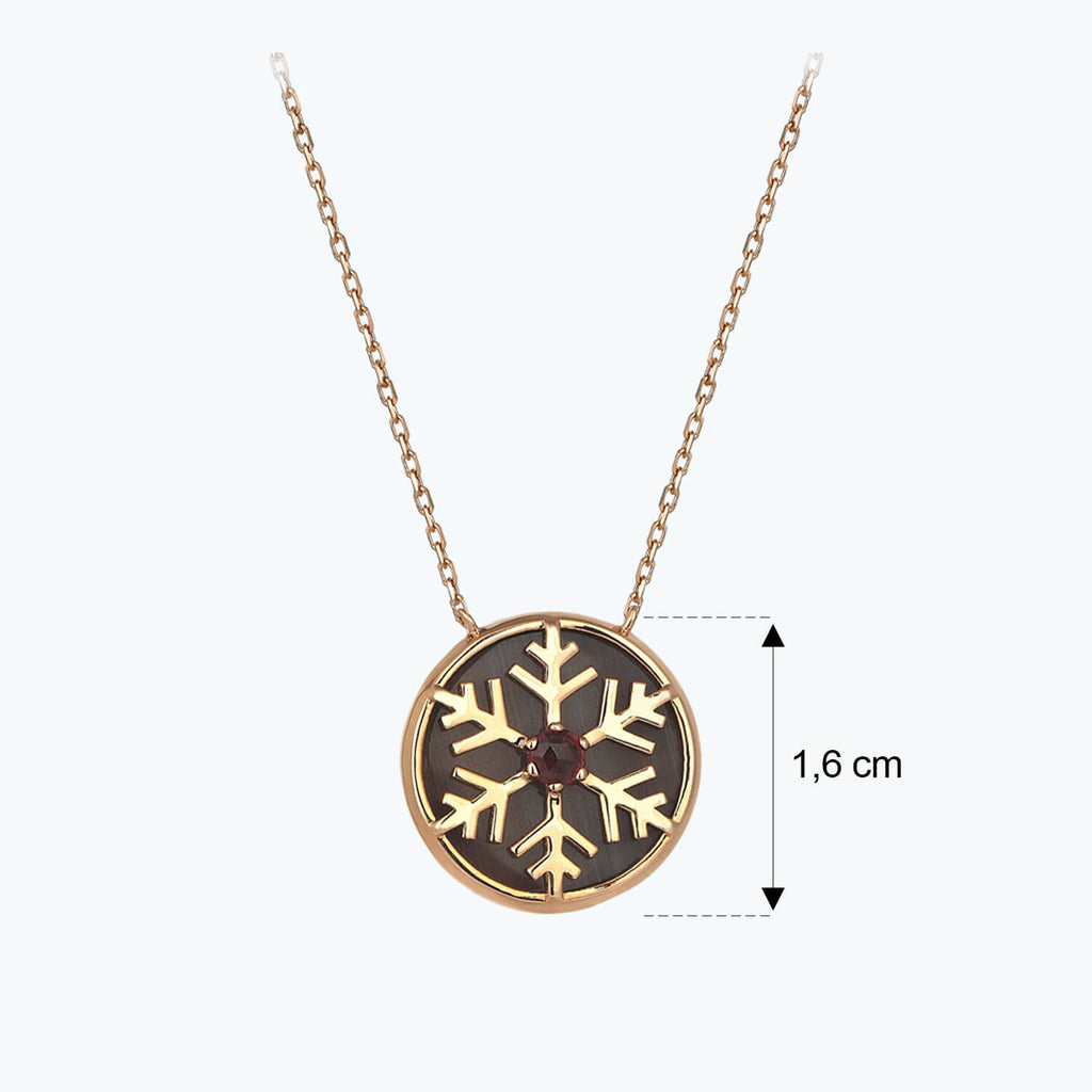 Cat's Eye Stone & Snowflake Gold Necklace