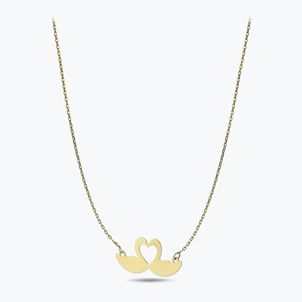 Heart Swan Gold Necklace