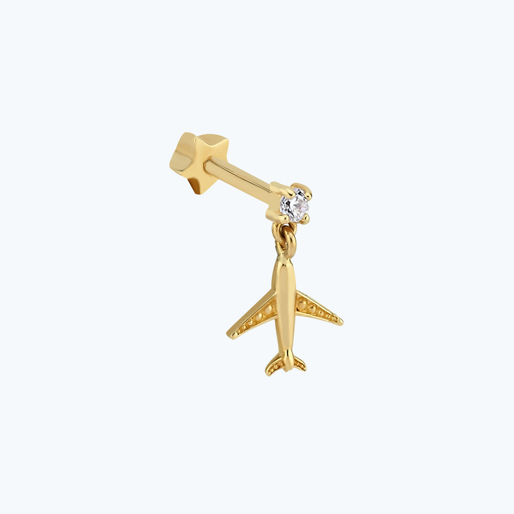 Gold Plane Tragus Piercing