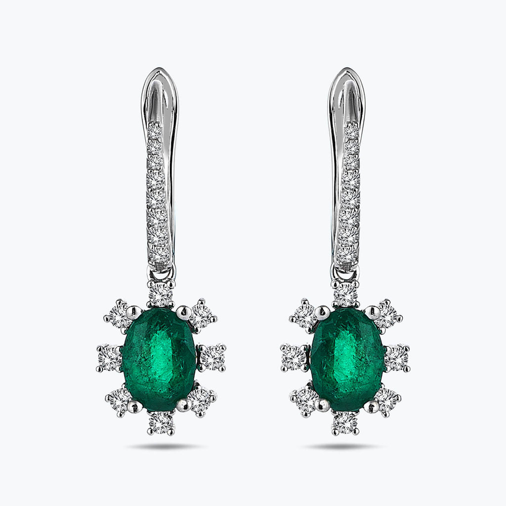 Boucles d'Oreilles Diamant Émeraude