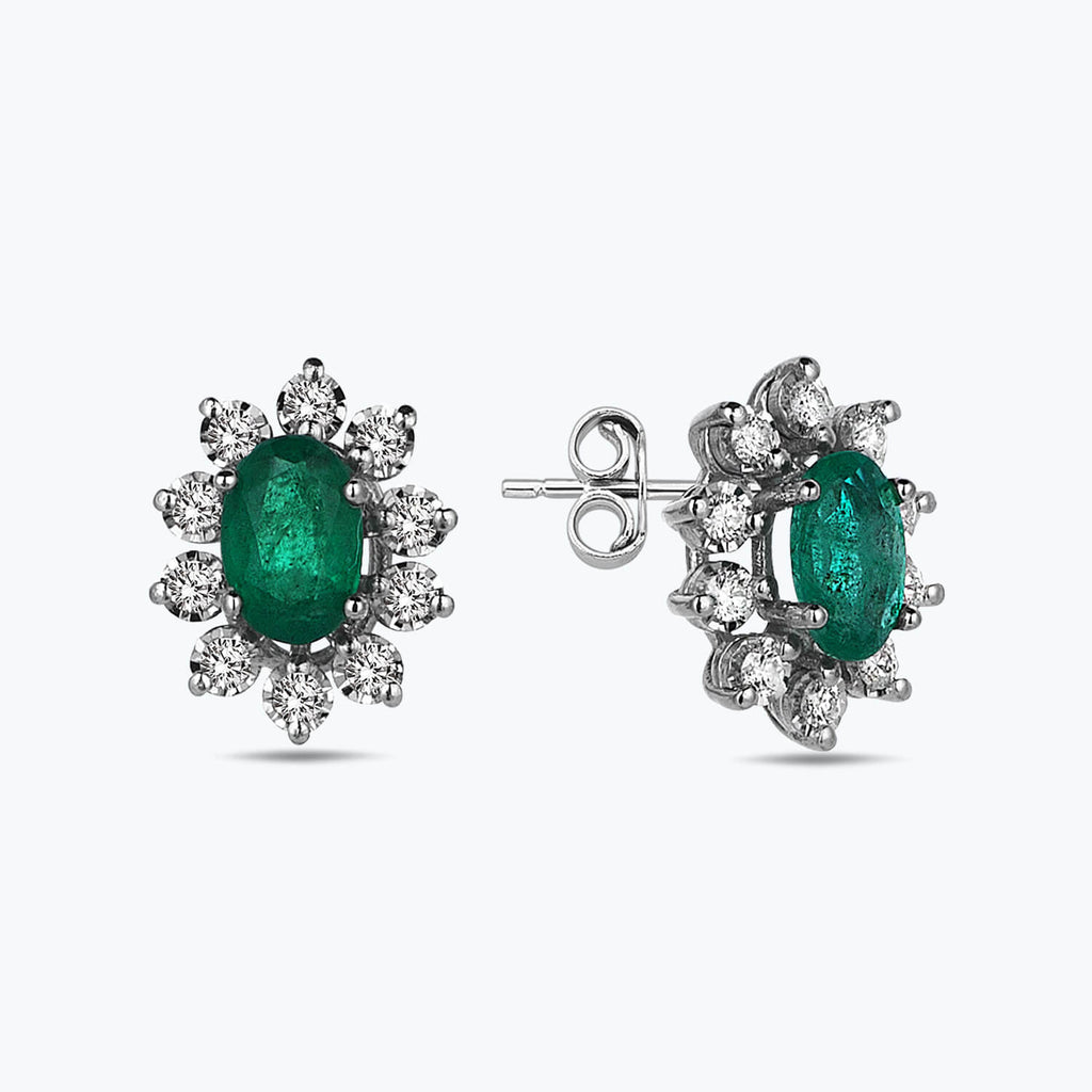 Boucles d'Oreilles Diamant Émeraude